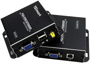 FOR-TESmart 1080P 60Hz Long Range 984ft USB VGA KVM Extender Over Cat5e Cat6 Ethernet Cable (up to 984ft/300m Sender+Receiver)