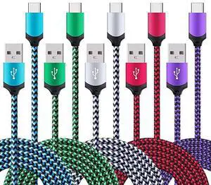 USB Type C Cable 5 Pack 6ft  Fast USB Type C Phone Charger Cord for Samsung Galaxy S20 S10 S10+ S9 S8 Plus Note 20 Ultra 10 9 8 LG V20 G5 G6 V30 HTC Google Pixel 3a XL Moto X4 Nexus 6P 5X