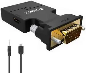 FOR-VGA to HDMI Adapter Converter with Audio (PC VGA Source Output to TV/Monitor with HDMI Connector) Active Male VGA in Female HDMI 1080p Video Dongle adaptador for Computer Laptop Projector