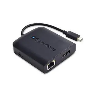 USB C Multiport Adapter USB C Hub with DisplayPort 8K 2X USB 20 Fast Ethernet and 60W Charging in Black USBC and Thunderbolt 3 Port Compatible with MacBook Pro and More