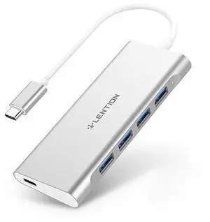 USB C Hub with 4 USB 3.0 Ports and Type C Charging Adapter Compatible 2020-2016 MacBook Pro 13/15/16, New Mac Air, New Surface, Chromebook, More (CB-C31, Silver)