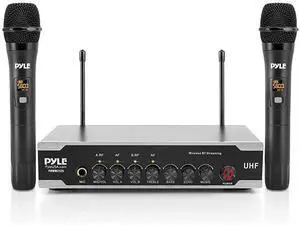 FOR-Portable Uhf Wireless Microphone System Battery Operated Dual Bluetooth Cordless Microphone Set Includes 2 Handheld Transmitter mic Receiver Base Aux RCA For PA Karaoke DJ Party  PDWM2125