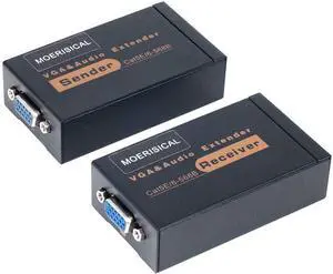 FOR-VGA Cat5e Cat6 Extender 300ft Video Repeater Over Ethernet Cable up to 100m Sender+Receiver