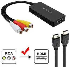 RCA to HDMI Converter  Composite to HDMI Adapter Support 1080P PALNTSC Compatible with WII WII U PS one PS2 PS3 STB Xbox VHS VCR BlueRay DVDHDM Capture Card RCA TO HDMI Converter