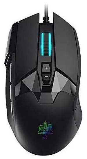 FOR-Pro Performance Silent Gaming Mouse - Wired Gaming Mouse w/ 9 Programmable Buttons including Sniper (rapid fire) key, 12000 DPI, 1000 Hz, Force Adjustable Buttons, Custom Gamer Profiles, and more