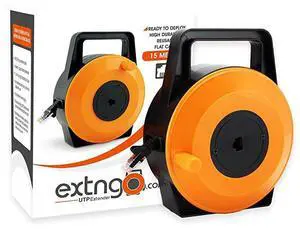 FOR-Retractable Ethernet Cable 50 Feet 15 Meter CAT6 Flat Internet Extension Cord Reel Portable 1 Gbps Data Speed Swiftly Setup Extend Networks MaleFemale RJ 45 Connector UTP Extender