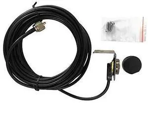 RB100N Heavy Duty Universal 34 NMO Drill and Bracket Mount Kit Includes 20 of RG58AU Cable with a PL259 Connector Includes Rain Cap