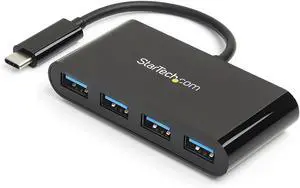 South City Mall.com 4-Port USB-C Hub - Portable USB-C to 4X USB-A Hub - Bus-Powered USB 3.1 Gen 1 Type-C Hub - USB 3.0 Port Expander (HB30C4AB)