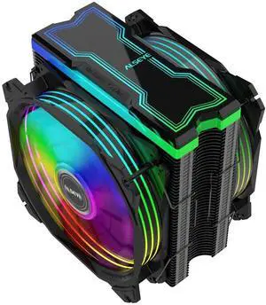 RGB Fans 120mm CPU Cooler Fan High Performance Dual Fan CPU Air Cooler with 4 Heatpipes 4 PIN Aura/RGB Compatible PC Cooler for Intel/AMD (Black)