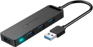 FOR-USB Hub VENTION 4-Port USB 3.0 Hub Ultra-Slim Data USB Splitter [Charging Supported] Compatible with MacBook Laptop Surface Pro PC Flash Drive Mobile HDD (0.5FT/0.15M)