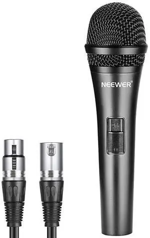 FOR-Cardioid Dynamic Microphone with XLR Male to XLR Female Cable, Rigid Metal Construction for Professional Musical Instrument Pickup, Vocals, Broadcasting, Speech, Black (NW-040)