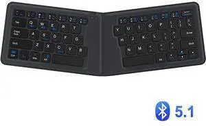 FOR-BK06 Bluetooth Keyboard - Multi-Device Portable Keyboard Bluetooth 5.1 for iOS, Android, Windows, Tablet Smartphone Laptops Mac, Rechargeable Battery Ergonomic Design - Foldable Keyboard