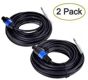 FOR-2Pack 100 ft Speakon to 14 Male Speaker Cables Professional 12 Gauge AWG Wire Audio Amplifier Connection Cord DJPA Speaker Cable Wire with Twist Lock