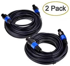 FOR-2Pack 50 ft Male Speakon to Speakon Cables Professional 12 Guage AWG Audio Cord DJ Speaker Cable Wire with Twist Lock 2 Conductor