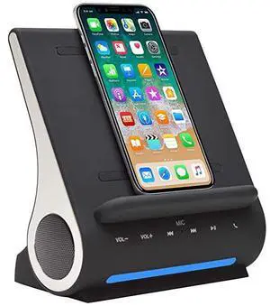 FOR-Dockall D100 Qi Wireless Charger Bluetooth Premium Speakers Docking Station with Built in Mic Handsfree call 3 in 1 Station for iPhone and Samsung phone FOR-Dockall D100 Qi Wireless Charger Bluetooth Premium Speakers Docking Station with Built in Mic Handsfree call 3 in 1 Station for iPhone and Samsung phone