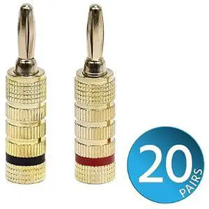 FOR-24k Gold Plated Speaker Banana Plugs Closed Screw Type 20 Pairs