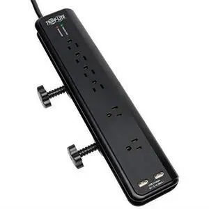FOR-6 Outlet Surge Protector Power Strip Clamp Mount 6ft Cord 2100 Joules Dual USB INSURANCE TLP606DMUSB
