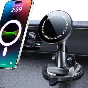 FOR-Phone Holder for Car Mount 360° Rotating Vacuum Suction Dashboard,Strongest Magnetic Windshield Phone Mount for iPhone 17 Pro Max 16 15 14, Black
