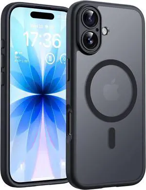 for iPhone 17 Case, Compatible with Magsafe, Full Camera Protection, Built-in Magnetic Ring, Drop Protection, Translucent Matte Phone Case for iPhone 17 6.3 inch (Black)