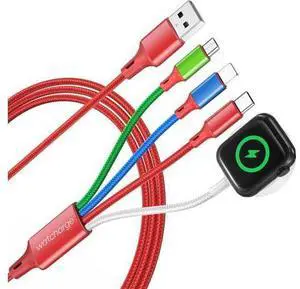 Multi Charging Cable for Watch Charger 4 in 1 USB C Cable Micro iWatch Charger Compatible with iWatch Ultra/Series 10/9/8/7/6/SE2/5/4/3/2& Galaxy Phone-4FT Multi Charging Cable for Watch Charger 4 in 1 USB C Cable Micro iWatch Charger Compatible with iWatch Ultra/Series 10/9/8/7/6/SE2/5/4/3/2& Galaxy Phone-4FT