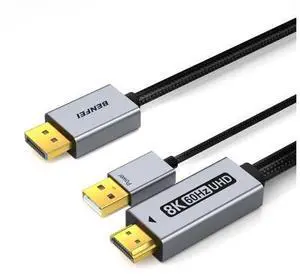 DisplayPort 1.4 to HDMI 2.1 6 feet Cable 8K@60Hz 4K@240Hz/165Hz/144Hz/120Hz Unidirectional DP (Source) to HDMI (Display) with USB 5V/1A Power Supply Support HDR/DSC/HDCP 2.3 for AMD NVIDIA PC DisplayPort 1.4 to HDMI 2.1 6 feet Cable 8K@60Hz 4K@240Hz/165Hz/144Hz/120Hz Unidirectional DP (Source) to HDMI (Display) with USB 5V/1A Power Supply Support HDR/DSC/HDCP 2.3 for AMD NVIDIA PC