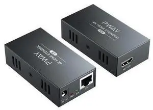 PWAYTEK 4K HDMI Over Ethernet Cat5e/6 Extender, Extend 4K@30Hz/1080P Upto 328Ft, Lossless Audio Video, Support POC/EDID PWAYTEK 4K HDMI Over Ethernet Cat5e/6 Extender, Extend 4K@30Hz/1080P Upto 328Ft, Lossless Audio Video, Support POC/EDID