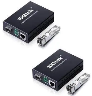 A Pair of Gigabit Multi-Mode LC Fiber Media Converter, with 2 Pcs SFP SX Modules, Fiber to Ethernet Converter, 1000Base-SX to 10/100/1000M RJ45, MMF, 850nm, up to 550m A Pair of Gigabit Multi-Mode LC Fiber Media Converter, with 2 Pcs SFP SX Modules, Fiber to Ethernet Converter, 1000Base-SX to 10/100/1000M RJ45, MMF, 850nm, up to 550m