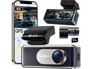 Dash Cam Front and Rear - 4K HD Dual Dash Camera for Cars, Built-in 5G WiFi GPS, 64GB Card, Dashcam with 3.2" IPS Screen, UHD Night Vision, HDR, App Control, 24H Parking Monitor Dash Cam Front and Rear - 4K HD Dual Dash Camera for Cars, Built-in 5G WiFi GPS, 64GB Card, Dashcam with 3.2" IPS Screen, UHD Night Vision, HDR, App Control, 24H Parking Monitor