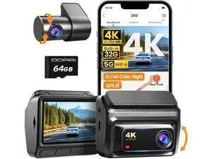 DDPAI 4K Dash Cam Front and Rear, Built-in 32G eMMC Dual Dash Car Camera,64GB Card Included Dashcam,Night Vision Dash Camera,5GHz WiFi, 7 Days Parking Mode,GPS,3" IPS, ADAS, WDR, Support 512GB,Z60 DDPAI 4K Dash Cam Front and Rear, Built-in 32G eMMC Dual Dash Car Camera,64GB Card Included Dashcam,Night Vision Dash Camera,5GHz WiFi, 7 Days Parking Mode,GPS,3" IPS, ADAS, WDR, Support 512GB,Z60