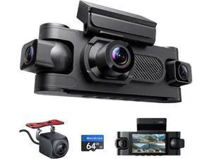 4 Channel Dash Cam Front and Rear Inside Left Right, 1080P Dash Camera for Cars,Car Camera with 3" IPS Screen,Night Vision,Included 64GB Card,Support Optional GPS, 24/7 Recording Parking Mode 4 Channel Dash Cam Front and Rear Inside Left Right, 1080P Dash Camera for Cars,Car Camera with 3" IPS Screen,Night Vision,Included 64GB Card,Support Optional GPS, 24/7 Recording Parking Mode