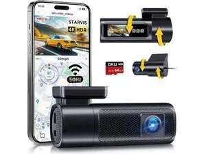 GKU Dash Cam Front and Rear, 4K 60fps2.5K Dashcam,STARVIS Sensor, HDR, 5G WiFi GPS, 24H Parking Mode, Night Vision, 170°Wide Angle, Dash Camera for Cars with 1.47 Display, 64G SDcard (Black) GKU Dash Cam Front and Rear, 4K 60fps2.5K Dashcam,STARVIS Sensor, HDR, 5G WiFi GPS, 24H Parking Mode, Night Vision, 170°Wide Angle, Dash Camera for Cars with 1.47 Display, 64G SDcard (Black)