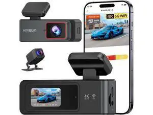 Kingslim 4K Dash Cam Front and Rear with 64GB SD Card, 5G WiFi Dash Camera for Cars, 1.5'' Screen Dashcam Wireless APP Control, Support G-Sensor/Time Lapse 2 Kinds Parking Monitor Kingslim 4K Dash Cam Front and Rear with 64GB SD Card, 5G WiFi Dash Camera for Cars, 1.5'' Screen Dashcam Wireless APP Control, Support G-Sensor/Time Lapse 2 Kinds Parking Monitor