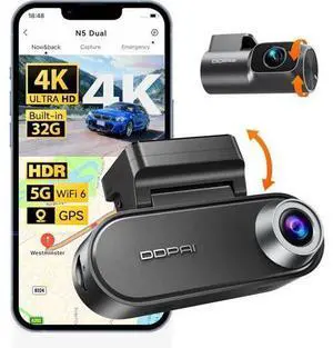 DDPAI 4K Dash Cam Front and Rear, 2160P+1080P Car Dash Camera, GPS 5G WiFi Dashcam for Cars, Free eMMC 32G Dual Storage Support 512G,Radar Motion Detection,Night Vision,72 Hour Parking Mode, N5 Dual DDPAI 4K Dash Cam Front and Rear, 2160P+1080P Car Dash Camera, GPS 5G WiFi Dashcam for Cars, Free eMMC 32G Dual Storage Support 512G,Radar Motion Detection,Night Vision,72 Hour Parking Mode, N5 Dual