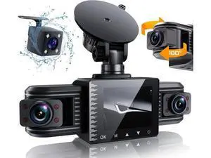iiwey T1-pro Dash Cam Front and Rear Inside 3 Channel 1080P, Adjustable Lens Dash Camera for Cars with 8 IR Lamps Night Vision, Three Ways Triple Car Camera, Loop Recording, G-Sensor, Parking Monitor iiwey T1-pro Dash Cam Front and Rear Inside 3 Channel 1080P, Adjustable Lens Dash Camera for Cars with 8 IR Lamps Night Vision, Three Ways Triple Car Camera, Loop Recording, G-Sensor, Parking Monitor