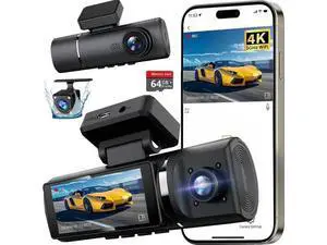 3 Channel 4K Dash Cam Front and Rear Inside, Built-in 5G WiFi, 4K+1080P+1080P Dash Camera for Cars with 64GB Card, Dashcam with Loop Recording,24H Parking Monitor,Night Vision,Support 512GB Max Silver 3 Channel 4K Dash Cam Front and Rear Inside, Built-in 5G WiFi, 4K+1080P+1080P Dash Camera for Cars with 64GB Card, Dashcam with Loop Recording,24H Parking Monitor,Night Vision,Support 512GB Max Silver