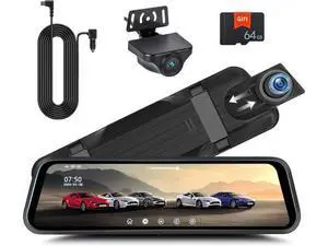 Rear View Mirror Camera, Mirror Dash Cam for Car 1080P Front & Rear Mirror Cameras 9.66 Inch HD IPS Full Touch Screen 64G Card Night Vision Motion Detection Loop Recording 24H Parking Monitor G-Sensor Rear View Mirror Camera, Mirror Dash Cam for Car 1080P Front & Rear Mirror Cameras 9.66 Inch HD IPS Full Touch Screen 64G Card Night Vision Motion Detection Loop Recording 24H Parking Monitor G-Sensor