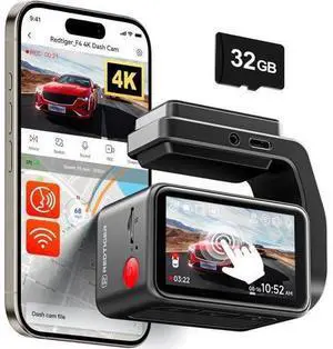 REDTIGER F4 4K Dash Cam Front, 2.2 inch Mini Car Camera, 2160P UHD Touch Screen, Voice Control, Included 32GB Card, Night Vision, Built-in GPS, WiFi APP Control, Loop Recording, 24H Parking Monitor REDTIGER F4 4K Dash Cam Front, 2.2 inch Mini Car Camera, 2160P UHD Touch Screen, Voice Control, Included 32GB Card, Night Vision, Built-in GPS, WiFi APP Control, Loop Recording, 24H Parking Monitor