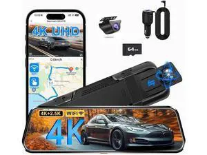 Mirror Dual Dash Camera for Car, Dashcam 4K Front 2.5K IMX335 Rear View/ADAS BSD LCA Wi-Fi&APP WDR Night Vision G-Sensor Loop Recording Parking Monitor 64GB Card Mirror Dual Dash Camera for Car, Dashcam 4K Front 2.5K IMX335 Rear View/ADAS BSD LCA Wi-Fi&APP WDR Night Vision G-Sensor Loop Recording Parking Monitor 64GB Card