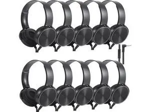 Bulk Headphones with Microphone 10 Pack for Classroom Kids, Wholesale Heavy Duty Wire Headsets with Mic Class Set for School Students Teen Children(HY450, Black) Bulk Headphones with Microphone 10 Pack for Classroom Kids, Wholesale Heavy Duty Wire Headsets with Mic Class Set for School Students Teen Children(HY450, Black)