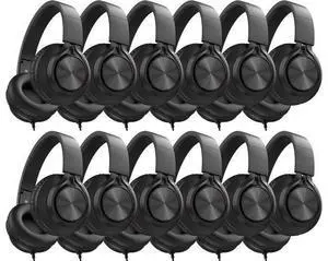 AILIHEN Headphones Wired 12-Pack Bulk for School Students Kids K-12 ClassroomAdjustable, Foldable, Over-Ear Headsets with Microphone HD Stereo Sound 3.5mm Jack for Chromebook, Laptop (Black) AILIHEN Headphones Wired 12-Pack Bulk for School Students Kids K-12 ClassroomAdjustable, Foldable, Over-Ear Headsets with Microphone HD Stereo Sound 3.5mm Jack for Chromebook, Laptop (Black)
