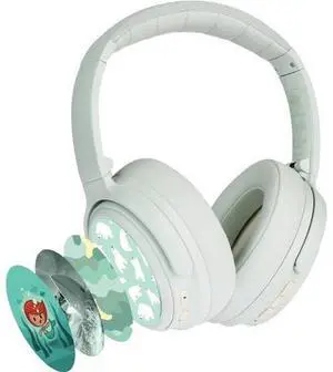 BuddyPhones Cosmos Fun | Wired or Wireless Foldable ANC Bluetooth Headphones + Microphone - SafeAudio Volume-Limiting Options, for Toddlers to Young Adults (Green) BuddyPhones Cosmos Fun | Wired or Wireless Foldable ANC Bluetooth Headphones + Microphone - SafeAudio Volume-Limiting Options, for Toddlers to Young Adults (Green)