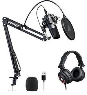 MAONO Microphone with Studio Headphone Set 192kHz/24bit Vocal Condenser Cardioid Podcast Mic Compatible with Mac and Windows, YouTube, Gaming, Live Streaming, Voice-Over (AU-A04H) MAONO Microphone with Studio Headphone Set 192kHz/24bit Vocal Condenser Cardioid Podcast Mic Compatible with Mac and Windows, YouTube, Gaming, Live Streaming, Voice-Over (AU-A04H)