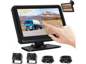 7'' HD1080P Wired Backup Camera System with Touch Screen Monitor, 2 Wired Rear View Cameras, Colorful Night Vision& IP68 Rated &10G Vibration, Backup Camera for Trucks/RVs/Trailers/Skid Steer 7'' HD1080P Wired Backup Camera System with Touch Screen Monitor, 2 Wired Rear View Cameras, Colorful Night Vision& IP68 Rated &10G Vibration, Backup Camera for Trucks/RVs/Trailers/Skid Steer