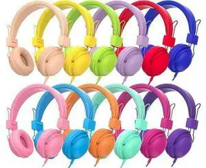 Headphones for Classrooms K-8 School Use, Wired Bulk, 85dB Volume Limited with Mic, Foldable & Shareable, 3.5mm Jack, Rainbow Colors (12 Pack) Headphones for Classrooms K-8 School Use, Wired Bulk, 85dB Volume Limited with Mic, Foldable & Shareable, 3.5mm Jack, Rainbow Colors (12 Pack)
