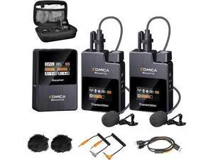 COMICA BoomX-D2 Wireless Lavalier Microphone for iPhone, Android Camera, Dual Lapel Mic System with 2 Transmitters, 656ft Stable Range, Noise Cancelling, Ideal for Vlog, YouTube, Content Creators COMICA BoomX-D2 Wireless Lavalier Microphone for iPhone, Android Camera, Dual Lapel Mic System with 2 Transmitters, 656ft Stable Range, Noise Cancelling, Ideal for Vlog, YouTube, Content Creators
