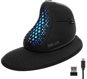 DELUX Seeker Ergonomic Mouse Wireless, Vertical Mouse with OLED Screen, 6 Buttons&Thumb Wheel Function, Silent Click, Up to 7200DPI, Programmable, Rechargeable, BT/2.4G/Wired, RGB Light(M618XSD-Black) DELUX Seeker Ergonomic Mouse Wireless, Vertical Mouse with OLED Screen, 6 Buttons&Thumb Wheel Function, Silent Click, Up to 7200DPI, Programmable, Rechargeable, BT/2.4G/Wired, RGB Light(M618XSD-Black)