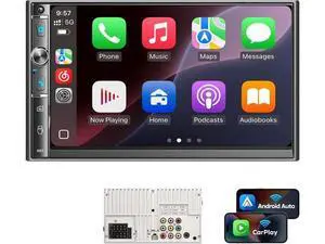 Double Din Car Stereo with 7" Touchscreen, Wireless Apple Carplay & Android Auto, Bluetooth, Backup Camera, 240W, SWC, Subwoofer, FM/AM Car Audio Receiver Double Din Car Stereo with 7" Touchscreen, Wireless Apple Carplay & Android Auto, Bluetooth, Backup Camera, 240W, SWC, Subwoofer, FM/AM Car Audio Receiver