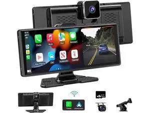 Carplay Screen for Car,10.26" HD IPS Wireless Portable car Stereo for Apple Carplay&Android Auto,Car Audio Receivers with 4K Dash Cam/1080P Rear Camera,GPS Navigation,Mirror Link,FM,Voice Control Carplay Screen for Car,10.26" HD IPS Wireless Portable car Stereo for Apple Carplay&Android Auto,Car Audio Receivers with 4K Dash Cam/1080P Rear Camera,GPS Navigation,Mirror Link,FM,Voice Control