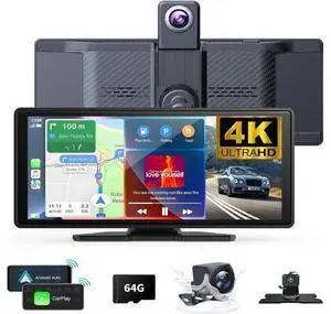 Wireless Carplay Screen for Car 10.26" 4K 360 Rotation Dash Cam Carplay&Android Auto Car Stereo 1080p Backup Camera GPS Navigation/Mirror Link/Voice Control/Siri/FM Satellite Radio Receiver Wireless Carplay Screen for Car 10.26" 4K 360 Rotation Dash Cam Carplay&Android Auto Car Stereo 1080p Backup Camera GPS Navigation/Mirror Link/Voice Control/Siri/FM Satellite Radio Receiver