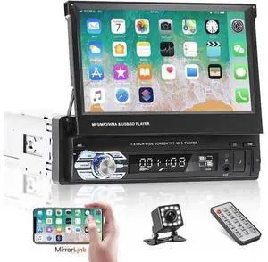 Bluetooth Single Din Car Stereo 7 Inch Retractable Touchscreen Car Radio with Backup Camera Support Mirror Link Bluetooth Single Din Car Stereo 7 Inch Retractable Touchscreen Car Radio with Backup Camera Support Mirror Link